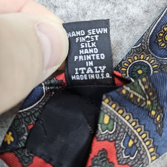 Robert Talbott Jarrod's Necktie Red & Blue Paisley Silk Hand Sewn & Printed 3x57 - Picture 4 of 9